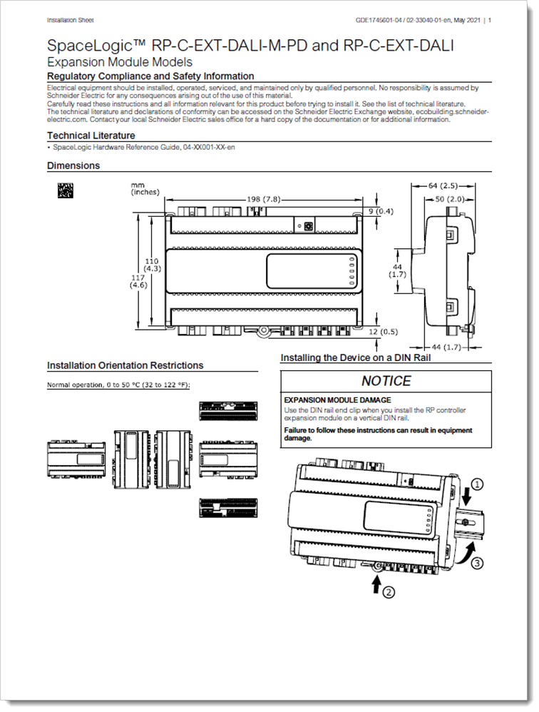 Example of an installation sheet
