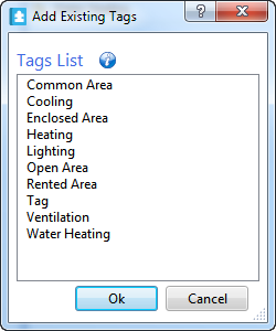 Add Existing Tags dialog box
