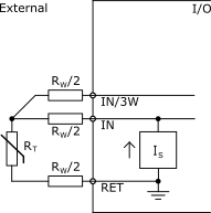3-wire temperature input external connection
