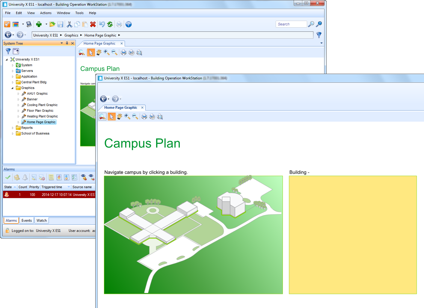 Default workspace (top left) and a workspace with the System Tree pane, Address bar, Basic toolbar, and Main menu hidden (bottom right).
