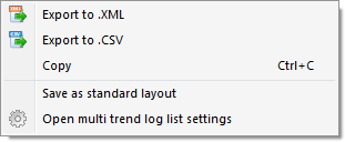 Multi trend log list context menu
