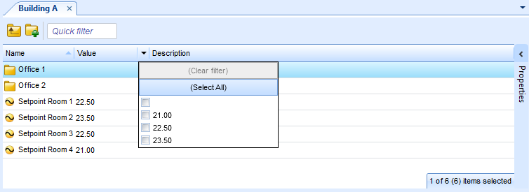 The filter function in the List View in WorkStation

