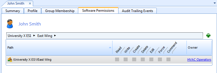 Software permissions tab
