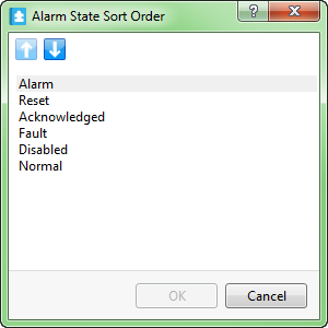 Alarm State Sort Order dialog box

