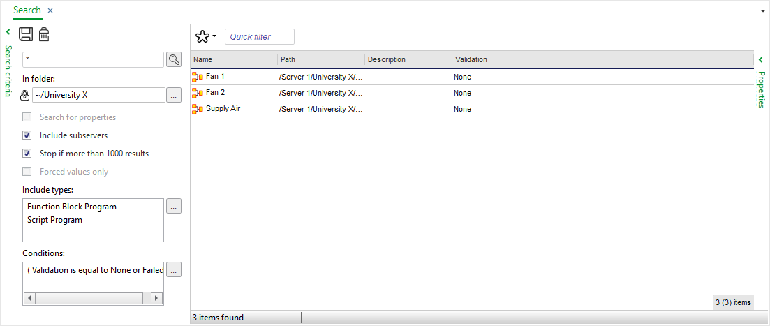 Search result for all programs in University X that are not validated successfully
