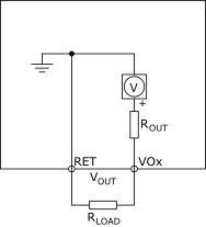 Voltage output internal configuration and connection of external resistive load
