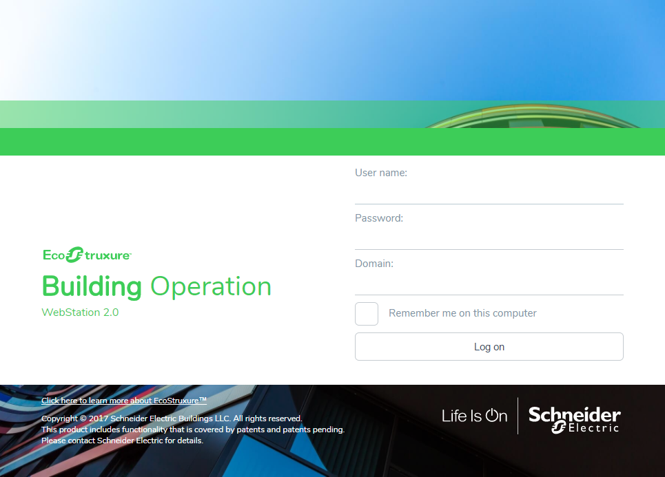 Building Operation WebStation Window

