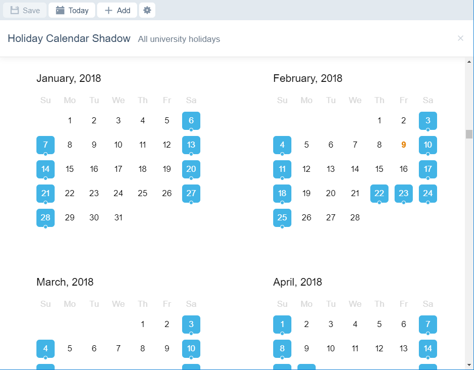 Exception events in a calendar
