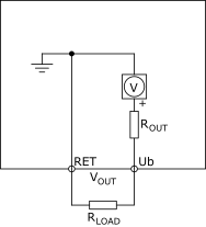 Voltage output internal configuration and connection of external resistive load
