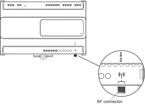 RF connector for connection of an optional external antenna
