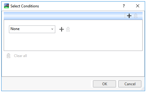 Select conditions dialog box with the common properties for all object types. 
