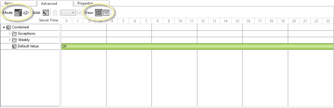 Advanced view of the Schedule Editor
