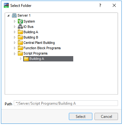 Select Folder dialog box
