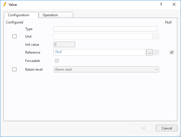 Using the Configure dialog box and the Configuration tab you can change or set units for values.
