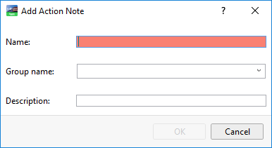 Add Action Note dialog box

