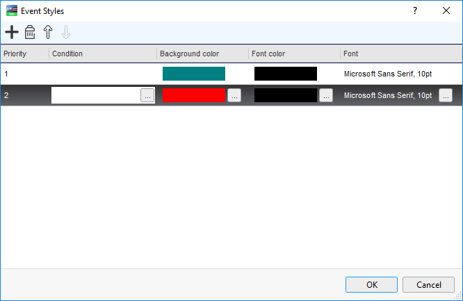Event Style dialog box 
