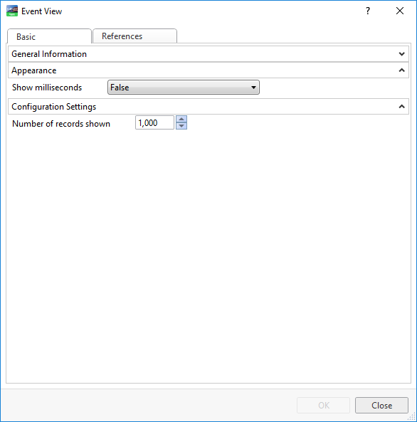 Event View properties 
