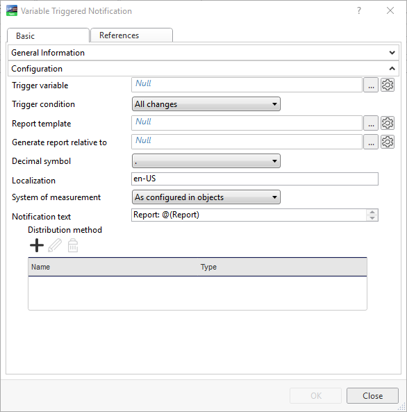 Variable triggered notification properties
