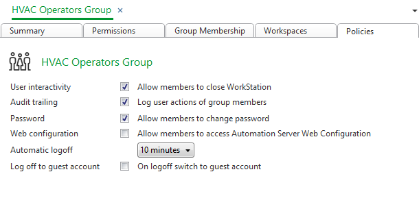 Policies tab

