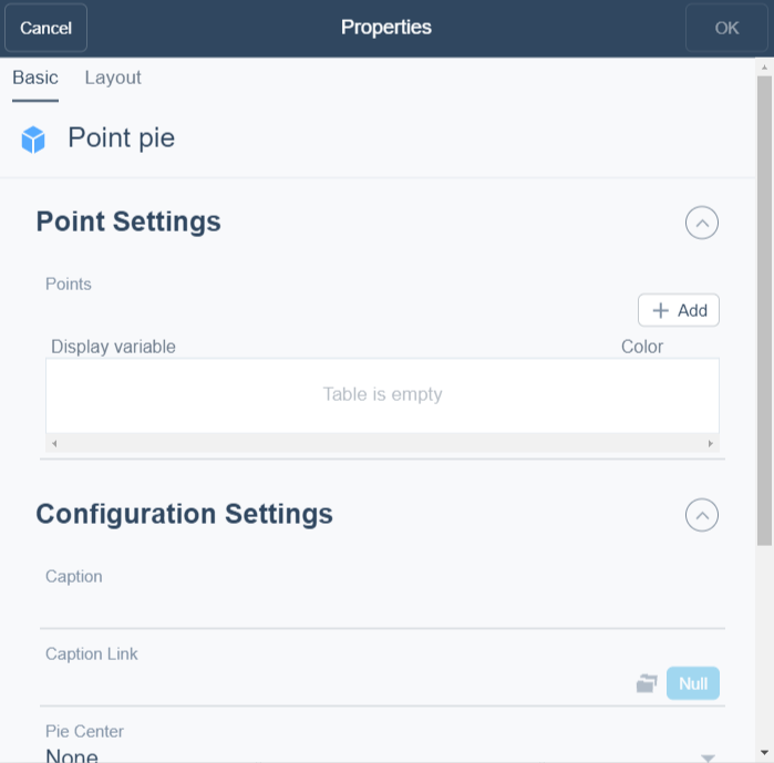 Point pie properties dialog box
