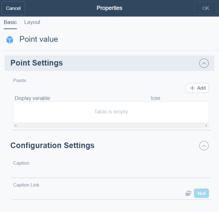 Point value properties dialog box
