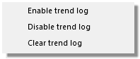 The trend log Actions menu, Activation submenu
