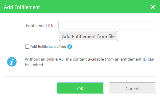 Add Entitlement dialog box
