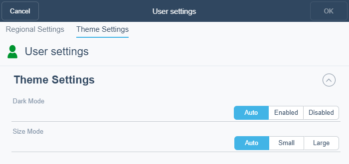 Theme settings tab
