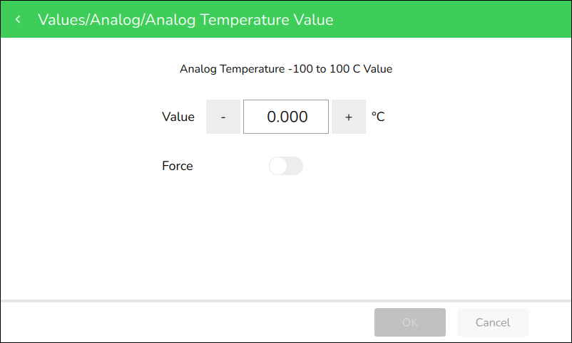 Values/Analog detail screen
