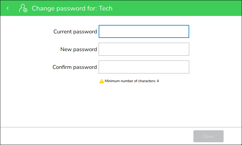 Change password screen
