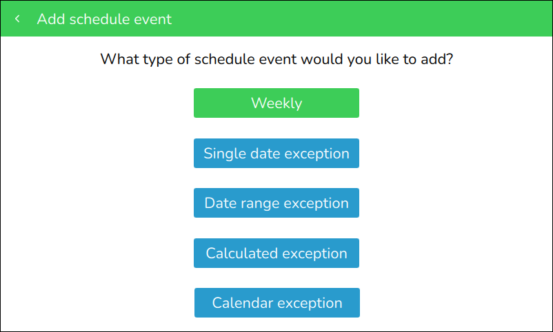 Add schedule event screen
