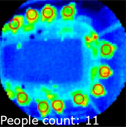 Example of a thermal image of 11 people sitting around a table
