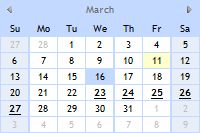 Month calendar color code
